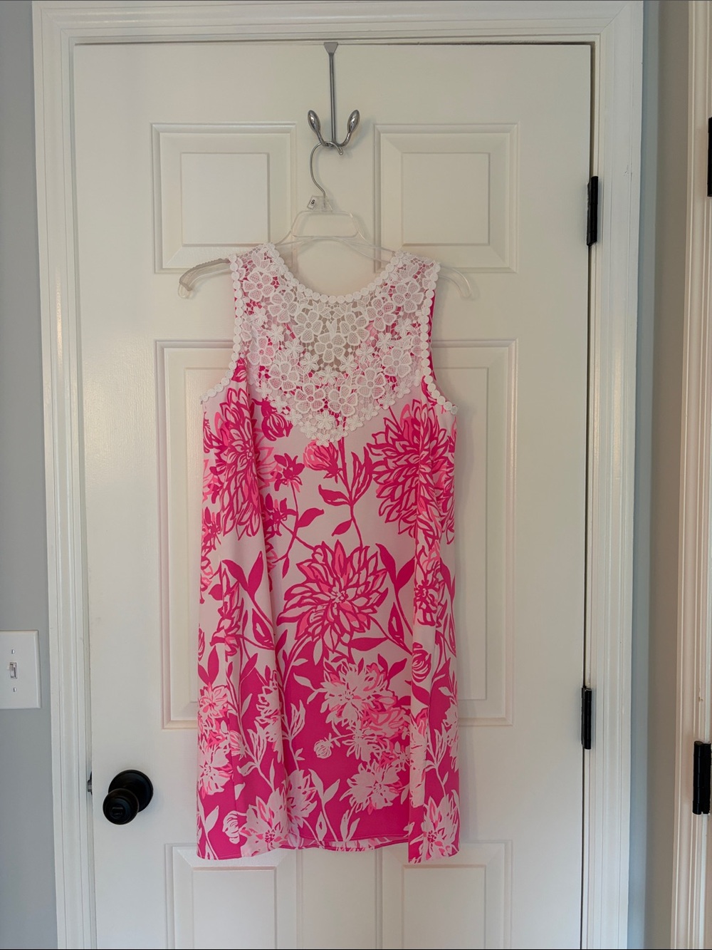 Lilly Pulitzer Pink Floral Lace-Back Shift Dress